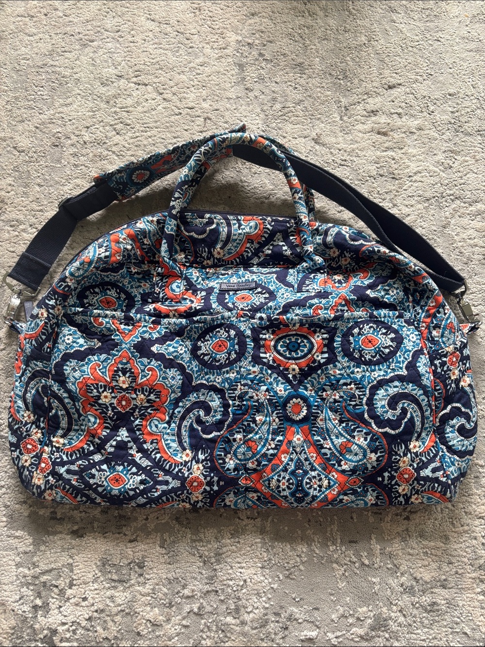 Vera Bradley Quilted Paisley Duffel - Navy & Coral